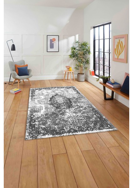 Baskılı Klasik Dekoratif Model Yıkanabilir Kaymaz Yolluk Mutfak Salon Halısı, Klasik-49-Gri, modelleri