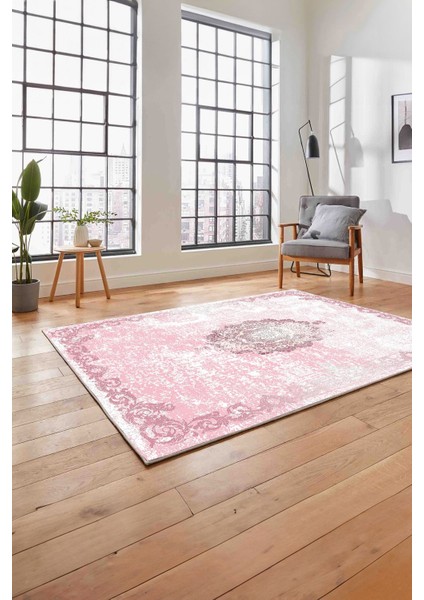 Baskılı Klasik Dekoratif Model Yıkanabilir Kaymaz Yolluk Mutfak Salon Halısı, Klasik-49-Pembe, fiyatları
