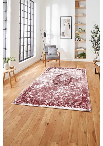 Baskılı Klasik Dekoratif Model Yıkanabilir Kaymaz Yolluk Mutfak Salon Halısı, Klasik-49-Bordo,