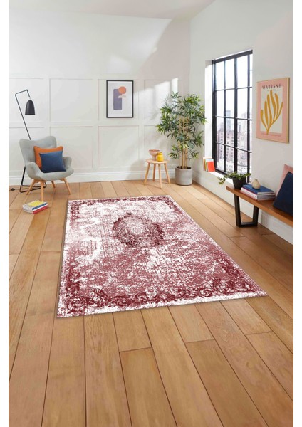 Baskılı Klasik Dekoratif Model Yıkanabilir Kaymaz Yolluk Mutfak Salon Halısı, Klasik-49-Bordo, modelleri