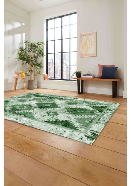 Klasik Kilim Desen Dijital Baskılı Yıkanabilir Kaymaz Yolluk Mutfak Salon Halısı, Klasik-76-Yeşil, fırsatları