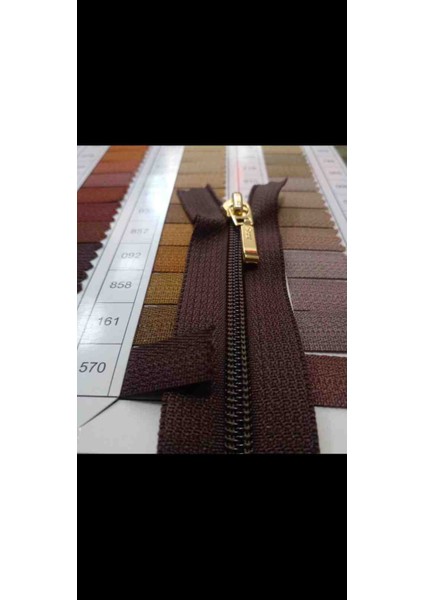 25 cm 1 Adet Dipli Ince Diş Plastik Ykk Fermuar Kahverengi