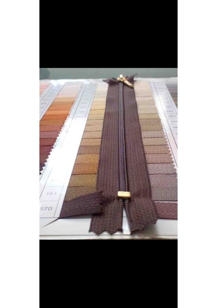 25 cm 1 Adet Dipli Ince Diş Plastik Ykk Fermuar Kahverengi modelleri