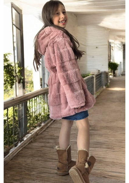 Kız Çocuk Içi Astarlı Astarlı Peluş Ceket Mont Kaban