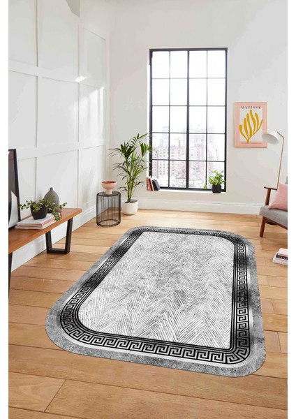 Dijital Lazer Kesim Klasik Model Yıkanabilir Kaymaz Yolluk Mutfak Salon Halısı, Lazer-39-Gri, fiyatları