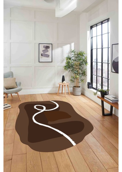 Dijital Lazer Kesim Sade Modern Yıkanabilir Kaymaz Yolluk Mutfak Salon Halısı, Lazer-45-Kahve, fiyatları