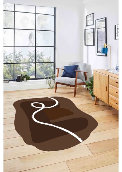 Dijital Lazer Kesim Sade Modern Yıkanabilir Kaymaz Yolluk Mutfak Salon Halısı, Lazer-45-Kahve, fırsatları