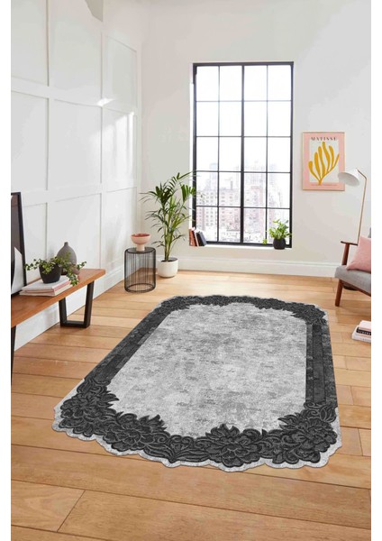 Dijital Lazer Kesim Akrilik Model Yıkanabilir Kaymaz Yolluk Mutfak Salon Halısı, Lazer-37-Gri, modelleri