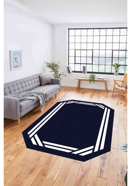 Dijital Lazer Kesim Kesik Çizgili Yıkanabilir Kaymaz Yolluk Mutfak Salon Halısı, Lazer-48-Lacivert, modelleri