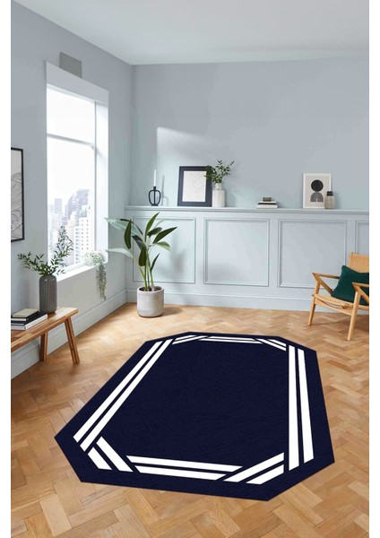 Dijital Lazer Kesim Kesik Çizgili Yıkanabilir Kaymaz Yolluk Mutfak Salon Halısı, Lazer-48-Lacivert, fırsatları