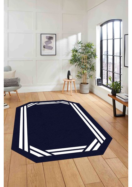 Dijital Lazer Kesim Kesik Çizgili Yıkanabilir Kaymaz Yolluk Mutfak Salon Halısı, Lazer-48-Lacivert, indirimleri