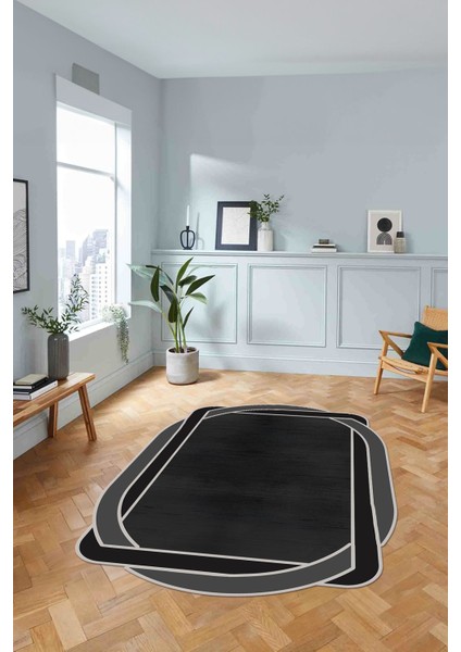 Dijital Lazer Kesim Kenar Geçişli Yıkanabilir Kaymaz Yolluk Mutfak Salon Halısı, Lazer-47-Gri, fırsatları