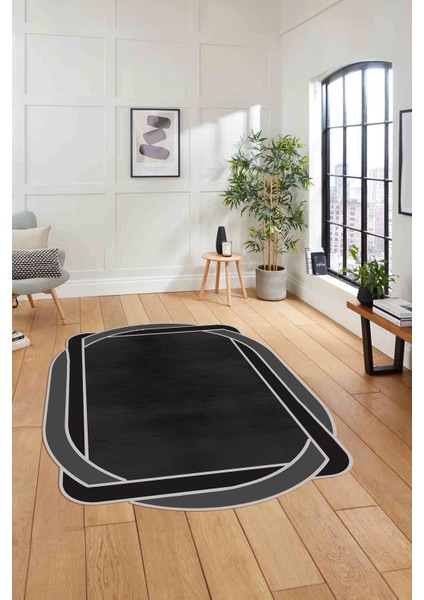 Dijital Lazer Kesim Kenar Geçişli Yıkanabilir Kaymaz Yolluk Mutfak Salon Halısı, Lazer-47-Gri, indirimleri