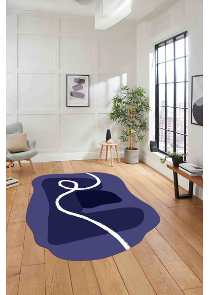 Dijital Lazer Kesim Sade Modern Yıkanabilir Kaymaz Yolluk Mutfak Salon Halısı, Lazer-45-Mavi, fiyatları