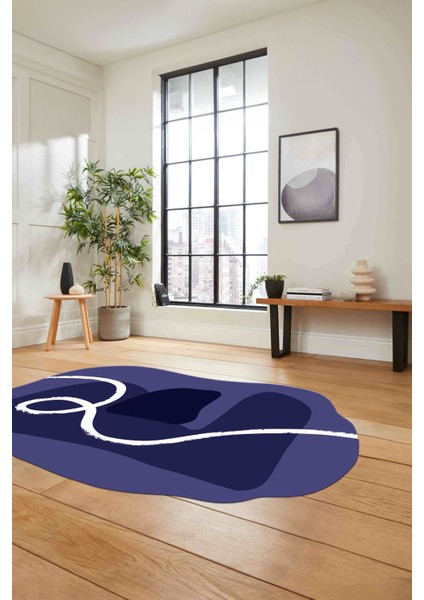 Dijital Lazer Kesim Sade Modern Yıkanabilir Kaymaz Yolluk Mutfak Salon Halısı, Lazer-45-Mavi, modelleri