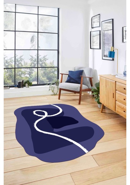 Dijital Lazer Kesim Sade Modern Yıkanabilir Kaymaz Yolluk Mutfak Salon Halısı, Lazer-45-Mavi, fırsatları