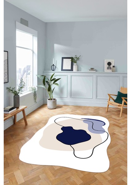 Baskılı Lazer Kesim Modern Yıkanabilir Kaymaz Yolluk Mutfak Salon Halısı, Lazer-32-Lacivert, fiyatları