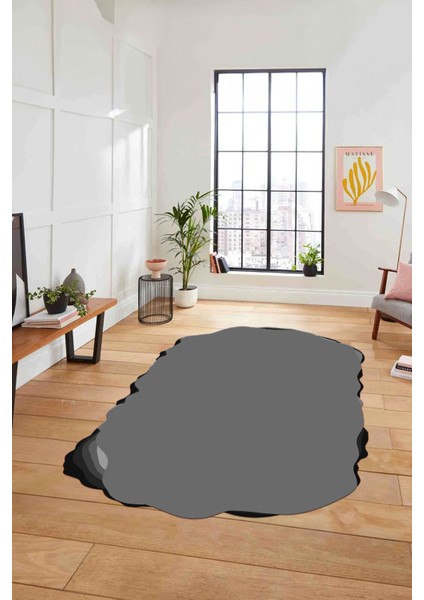 Dijital Lazer Kesim Sade Model Yıkanabilir Kaymaz Yolluk Mutfak Salon Halısı, Lazer-38-Gri, modelleri