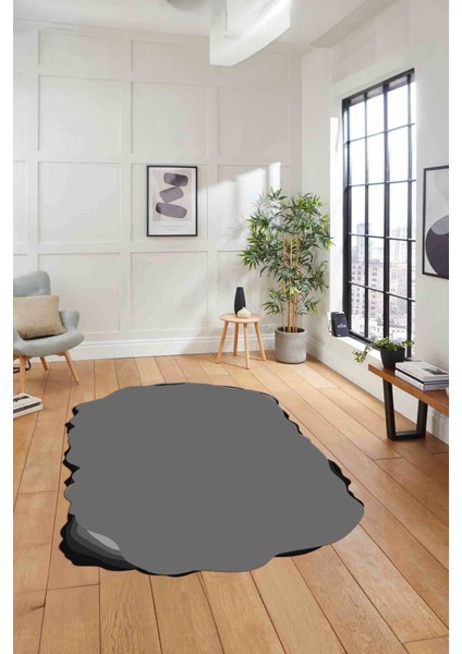 Dijital Lazer Kesim Sade Model Yıkanabilir Kaymaz Yolluk Mutfak Salon Halısı, Lazer-38-Gri, fırsatları