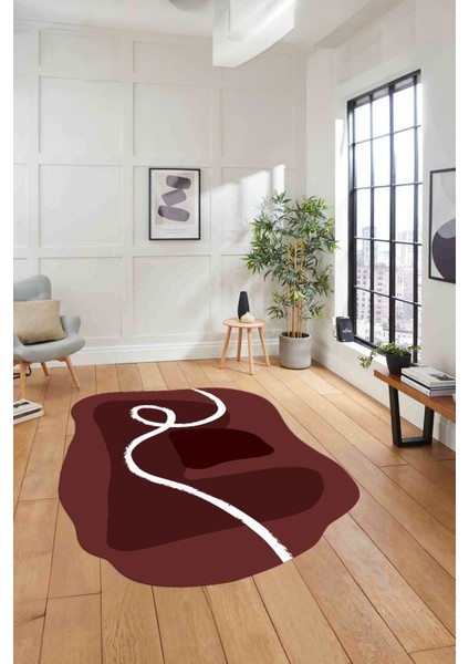 Dijital Lazer Kesim Sade Modern Yıkanabilir Kaymaz Yolluk Mutfak Salon Halısı, Lazer-45-Bordo, fiyatları