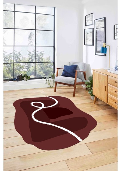 Dijital Lazer Kesim Sade Modern Yıkanabilir Kaymaz Yolluk Mutfak Salon Halısı, Lazer-45-Bordo, fırsatları