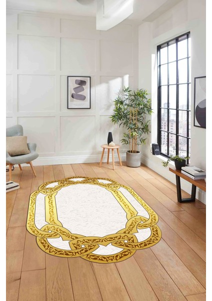 Dijital Lazer Kesim Vektörel Motifli Yıkanabilir Kaymaz Yolluk Mutfak Salon Halısı, Lazer-46-Gold, fiyatları