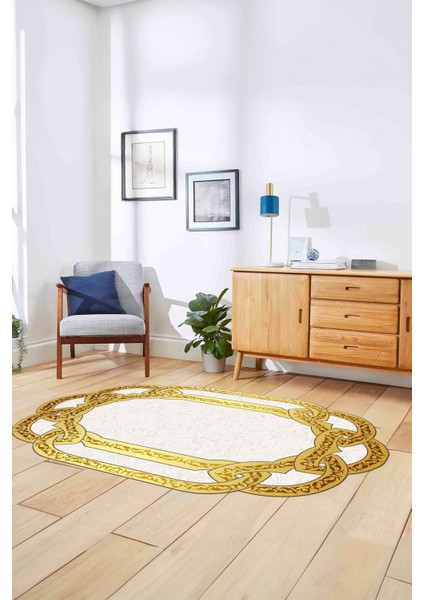 Dijital Lazer Kesim Vektörel Motifli Yıkanabilir Kaymaz Yolluk Mutfak Salon Halısı, Lazer-46-Gold, indirimleri