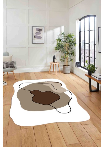 Baskılı Lazer Kesim Modern Yıkanabilir Kaymaz Yolluk Mutfak Salon Halısı, Lazer-32-Kahve, modelleri