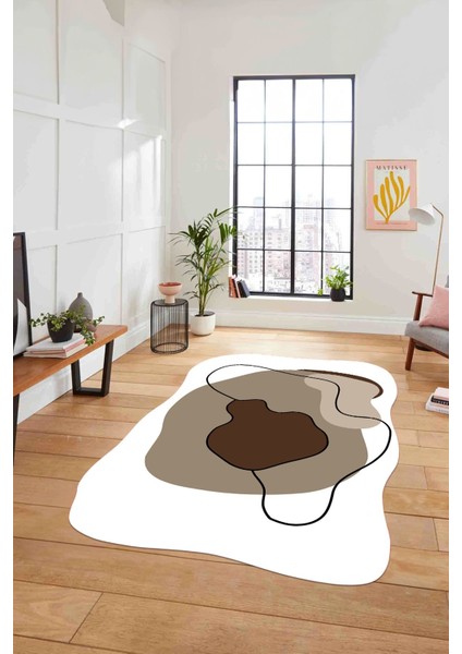 Baskılı Lazer Kesim Modern Yıkanabilir Kaymaz Yolluk Mutfak Salon Halısı, Lazer-32-Kahve, fırsatları