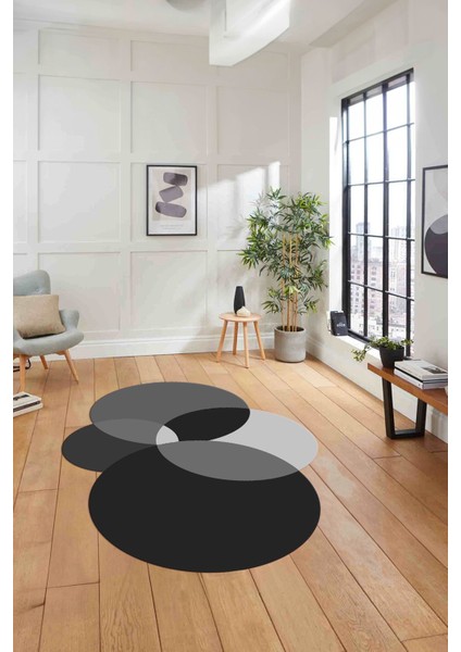 Dijital Lazer Kesim Daire Motifli Yıkanabilir Kaymaz Yolluk Mutfak Salon Halısı, Lazer-41-Gri, modelleri