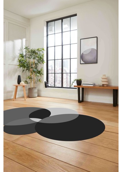 Dijital Lazer Kesim Daire Motifli Yıkanabilir Kaymaz Yolluk Mutfak Salon Halısı, Lazer-41-Gri, fırsatları