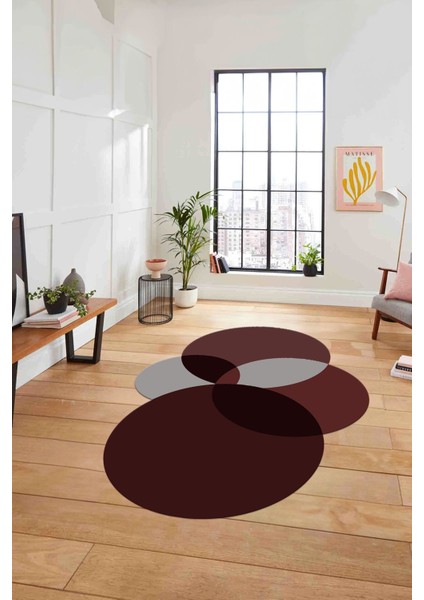 Dijital Lazer Kesim Daire Motifli Yıkanabilir Kaymaz Yolluk Mutfak Salon Halısı, Lazer-41-Bordo, fiyatları