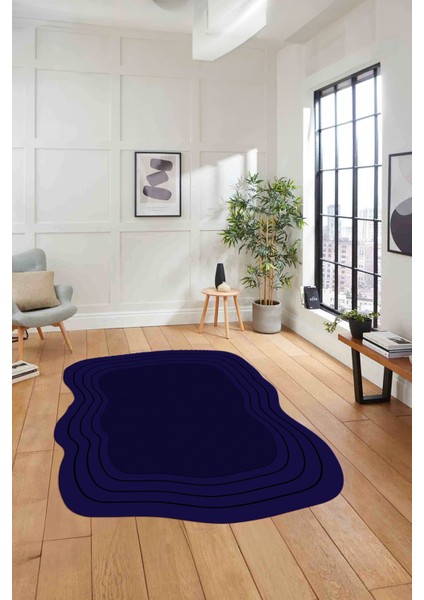 Dijital Lazer Kesim Dekoratif Yıkanabilir Kaymaz Yolluk Mutfak Salon Halısı, Lazer-42-Lacivert, modelleri