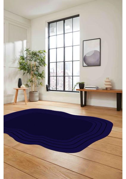 Dijital Lazer Kesim Dekoratif Yıkanabilir Kaymaz Yolluk Mutfak Salon Halısı, Lazer-42-Lacivert, fırsatları