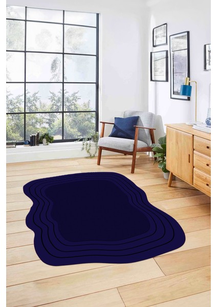 Dijital Lazer Kesim Dekoratif Yıkanabilir Kaymaz Yolluk Mutfak Salon Halısı, Lazer-42-Lacivert, indirimleri