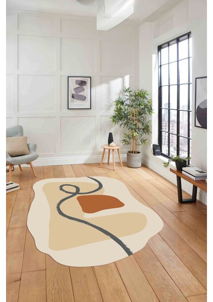 Dijital Lazer Kesim Sade Modern Yıkanabilir Kaymaz Yolluk Mutfak Salon Halısı, Lazer-45-Bej, fiyatları