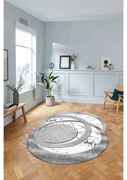 Dijital Lazer Kesim Daire Desen Yıkanabilir Kaymaz Yolluk Mutfak Salon Halısı, Lazer-33-Gri, fiyatları