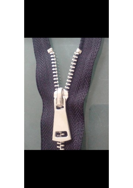 85 cm 1 Adet Parlak Gümüş Diş 5 No Metal Separe Fermuar Siyah Renk