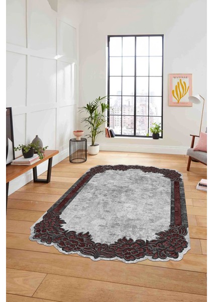 Dijital Lazer Kesim Akrilik Model Yıkanabilir Kaymaz Yolluk Mutfak Salon Halısı, Lazer-37-Bordo, modelleri