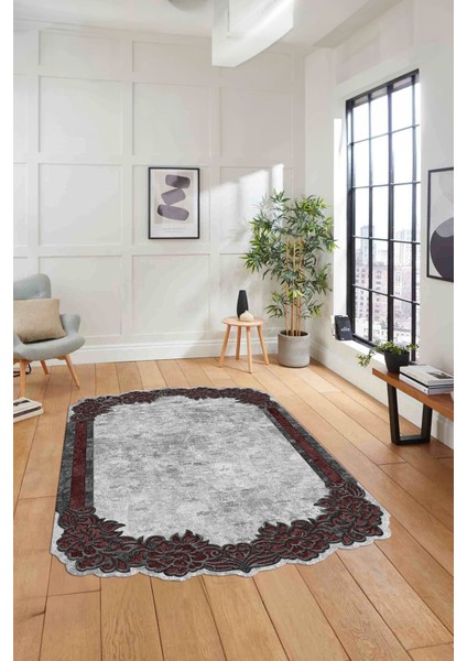 Dijital Lazer Kesim Akrilik Model Yıkanabilir Kaymaz Yolluk Mutfak Salon Halısı, Lazer-37-Bordo, fırsatları