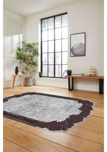 Dijital Lazer Kesim Akrilik Model Yıkanabilir Kaymaz Yolluk Mutfak Salon Halısı, Lazer-37-Bordo, indirimleri