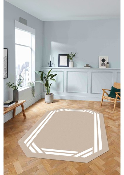 Dijital Lazer Kesim Kesik Çizgili Yıkanabilir Kaymaz Yolluk Mutfak Salon Halısı, Lazer-48-Bej, fırsatları