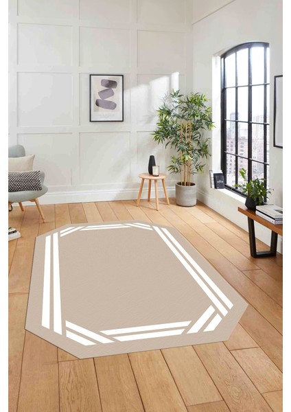 Dijital Lazer Kesim Kesik Çizgili Yıkanabilir Kaymaz Yolluk Mutfak Salon Halısı, Lazer-48-Bej, indirimleri