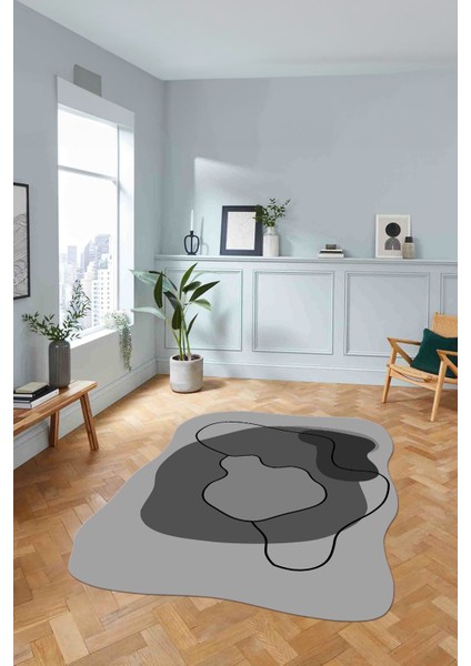 Baskılı Lazer Kesim Modern Yıkanabilir Kaymaz Yolluk Mutfak Salon Halısı, Lazer-32-Gri, fiyatları