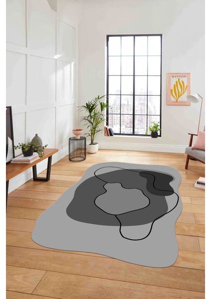 Baskılı Lazer Kesim Modern Yıkanabilir Kaymaz Yolluk Mutfak Salon Halısı, Lazer-32-Gri, fırsatları