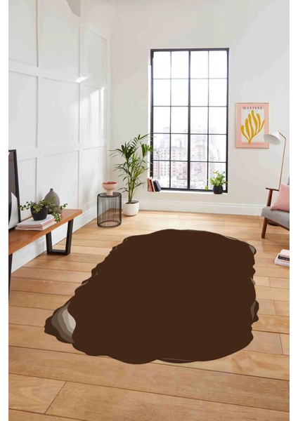 Dijital Lazer Kesim Sade Model Yıkanabilir Kaymaz Yolluk Mutfak Salon Halısı, Lazer-38-Kahve, modelleri