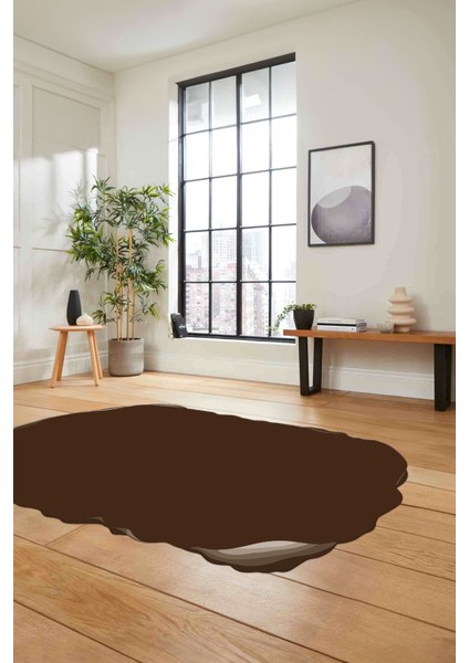 Dijital Lazer Kesim Sade Model Yıkanabilir Kaymaz Yolluk Mutfak Salon Halısı, Lazer-38-Kahve, indirimleri