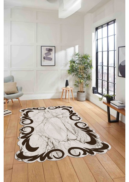 Dijital Lazer Kesim Modern Desen Yıkanabilir Kaymaz Yolluk Mutfak Salon Halısı, Lazer-36-Kahve, fırsatları