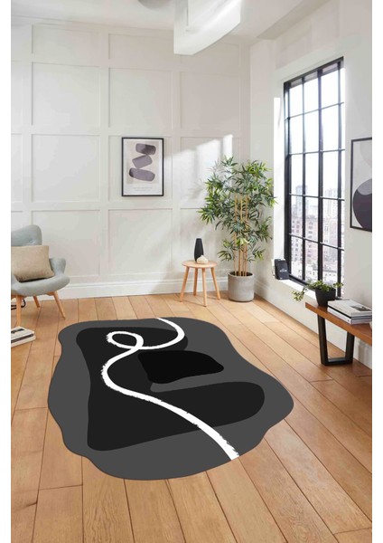 Dijital Lazer Kesim Sade Modern Yıkanabilir Kaymaz Yolluk Mutfak Salon Halısı, Lazer-45-Gri, fiyatları