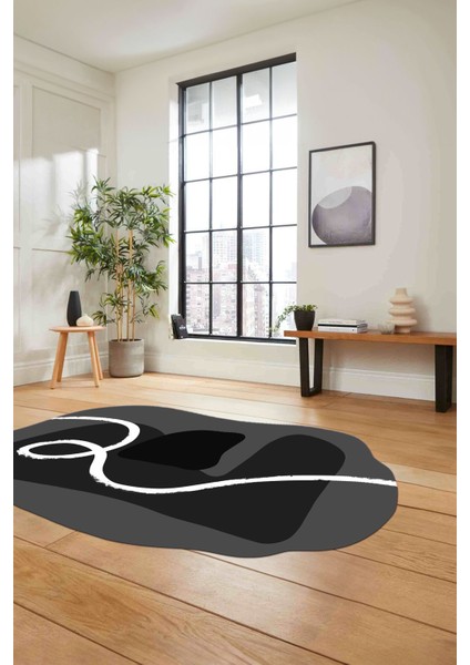 Dijital Lazer Kesim Sade Modern Yıkanabilir Kaymaz Yolluk Mutfak Salon Halısı, Lazer-45-Gri, modelleri